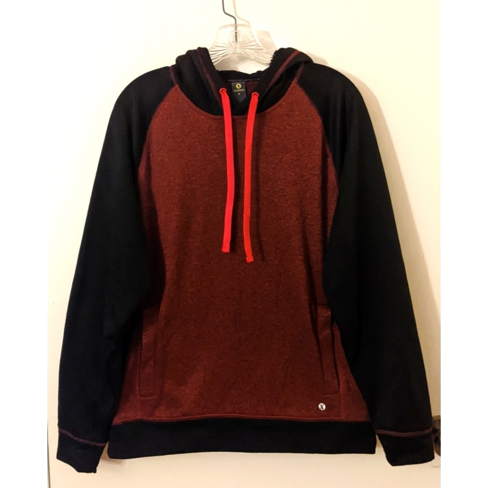 Xersion black and red pullover hoodie with kangaroo pouch